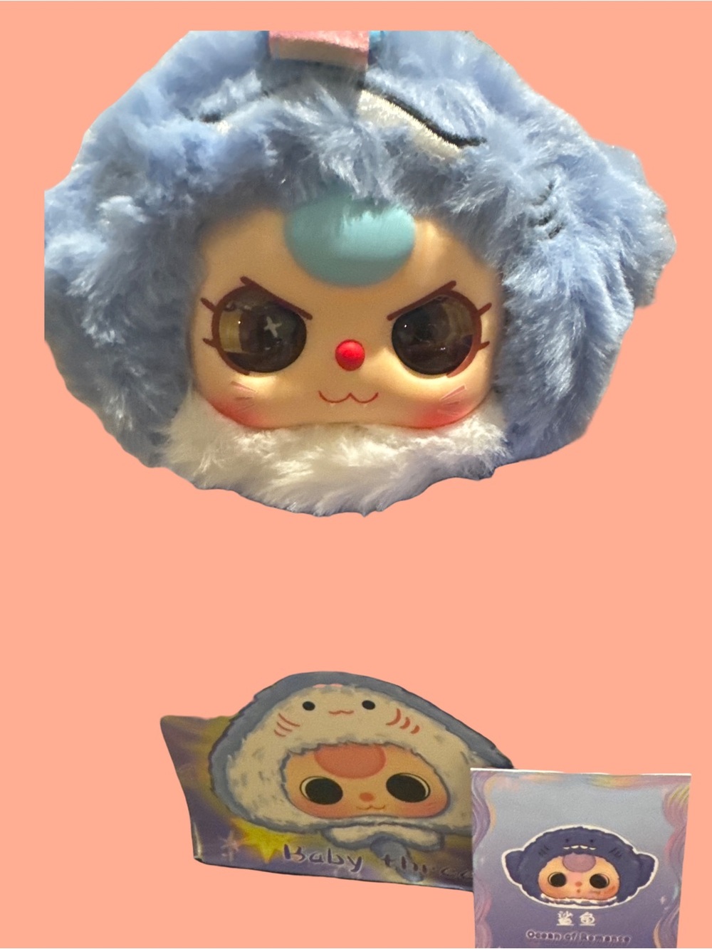 Blue Plush Baby Toy Character - Cute Fur Face